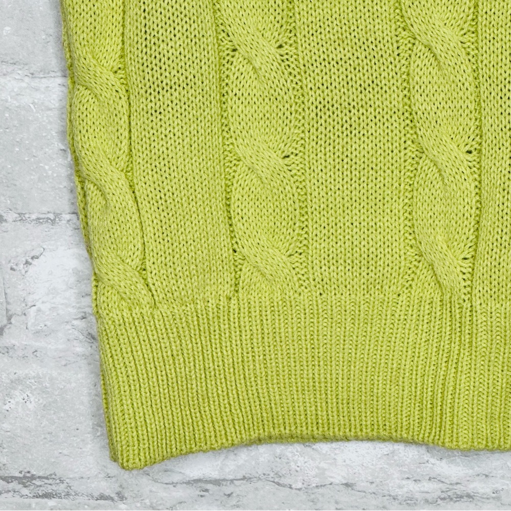 iets frans Cable Knit Sweater Vest size Small Y2K fitted Chartreuse Green - Picture 5 of 8